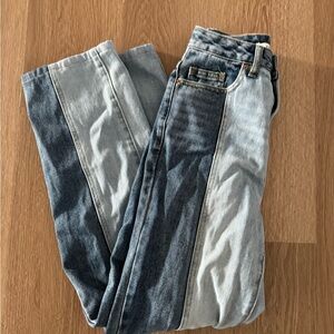 PacSun Boyfriend Two-Tone Blue Panel Straight Jeans
